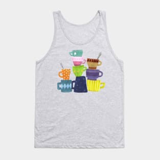 Coffee And Tea Mugs Stacked High Tank Top